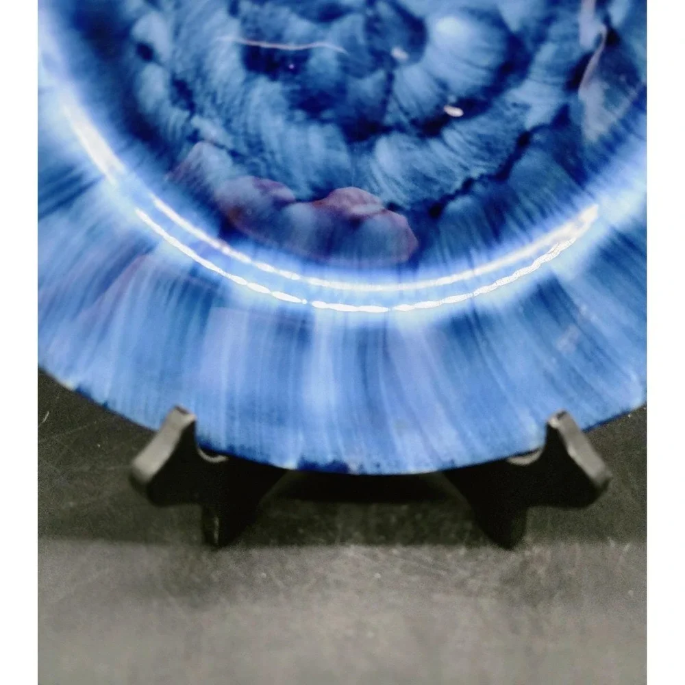 Vintage Porthmadog Pottery Dinner Plate Blue Signed D. Clishem 10.5